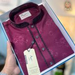 Black Maroon Print Premium Panjabi